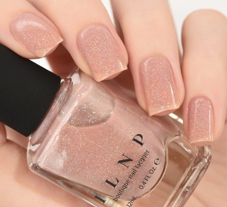 Sandy Baby Peach Beige Holographic Sheer Jelly Nail Polish image 1