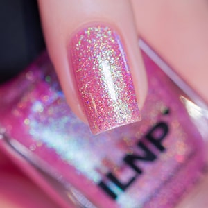 Pixie Party Vernis à ongles gelée holographique rose lumineux image 1