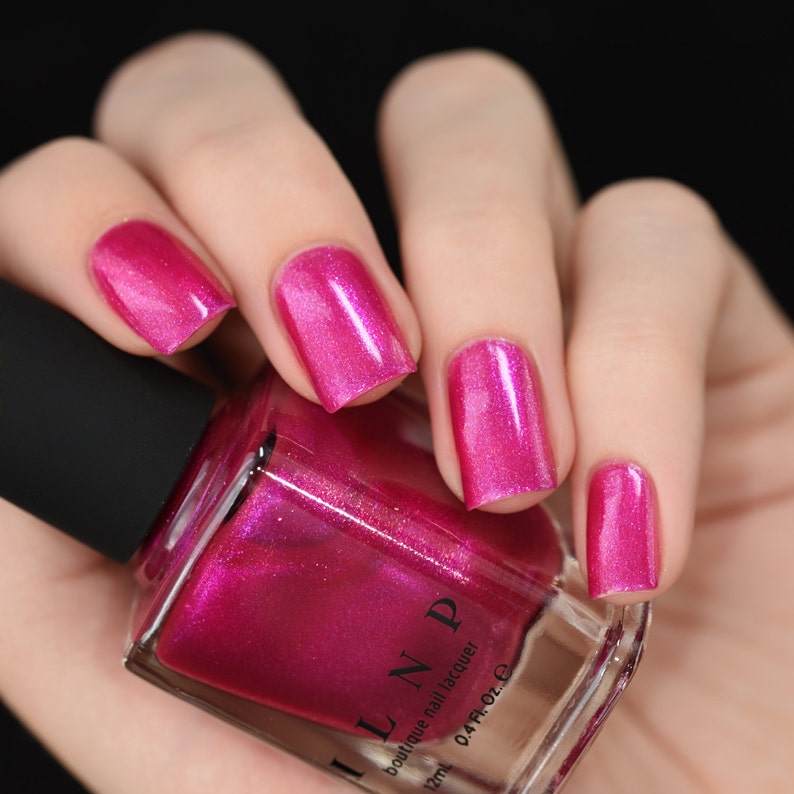 Pucker Up Vibrant Pink Shimmer Nail Polish Etsy