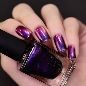 Tilted Purple, Magenta, Orange, Green Color Shifting Ultra Chrome Nail Polish image 3