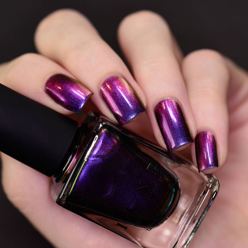 Tilted Purple, Magenta, Orange, Green Color Shifting Ultra Chrome Nail Polish image 3