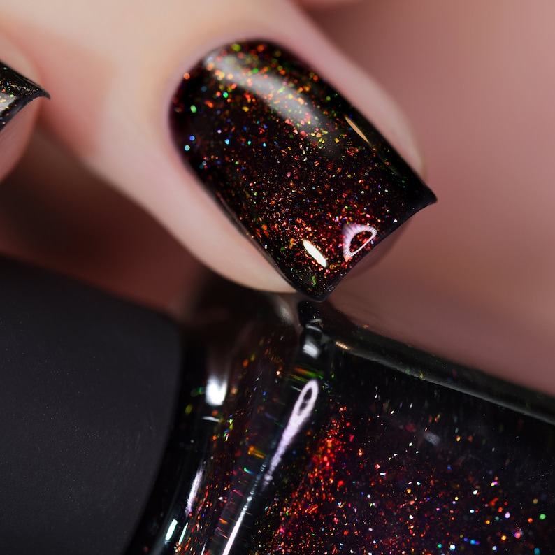 Underground Deep Black Holographic Shimmer Jelly Nail Polish image 4