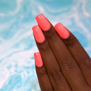 Summer Warm Neon Coral Pink Cream Nail Polish image 4