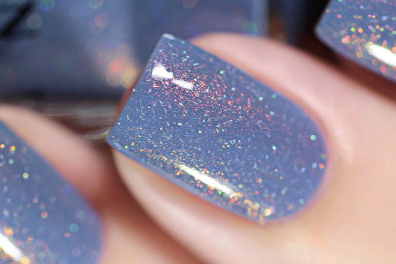 Dusk To Dawn Dusky Blue Holographic Nail Polish image 4