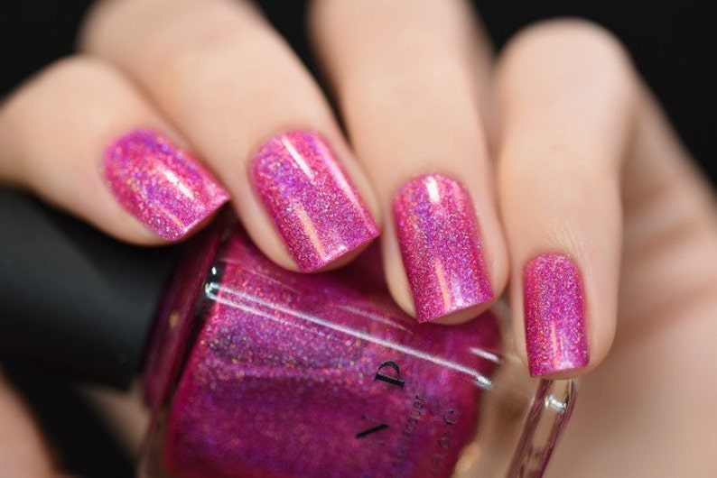 Paige Berry Pink Holographic Nail Polish image 3