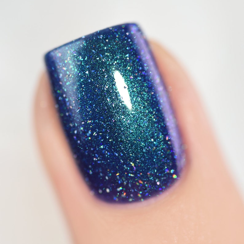 Interstellar Navy, Teal, Purple Holographic Nail Polish image 5