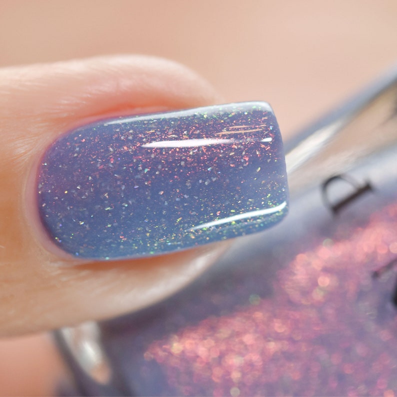 Dusk To Dawn Dusky Blue Holographic Nail Polish image 6