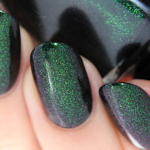 Salem - Rich Black Green Shimmer Nail Polish