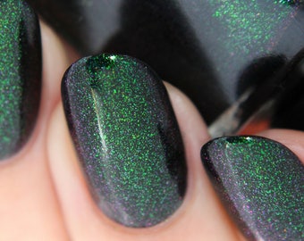 Salem - Rich Black Green Shimmer Nail Polish