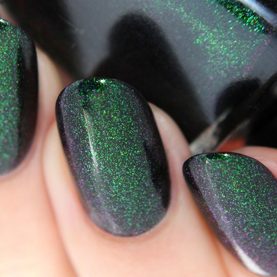 Black Green Glitter Bling Stiletto Nails by MargaritasNailz
