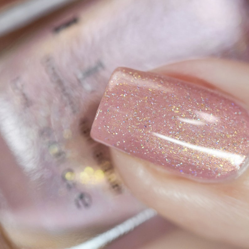 Bliss Soft Pink Holographic Nail Polish image 6