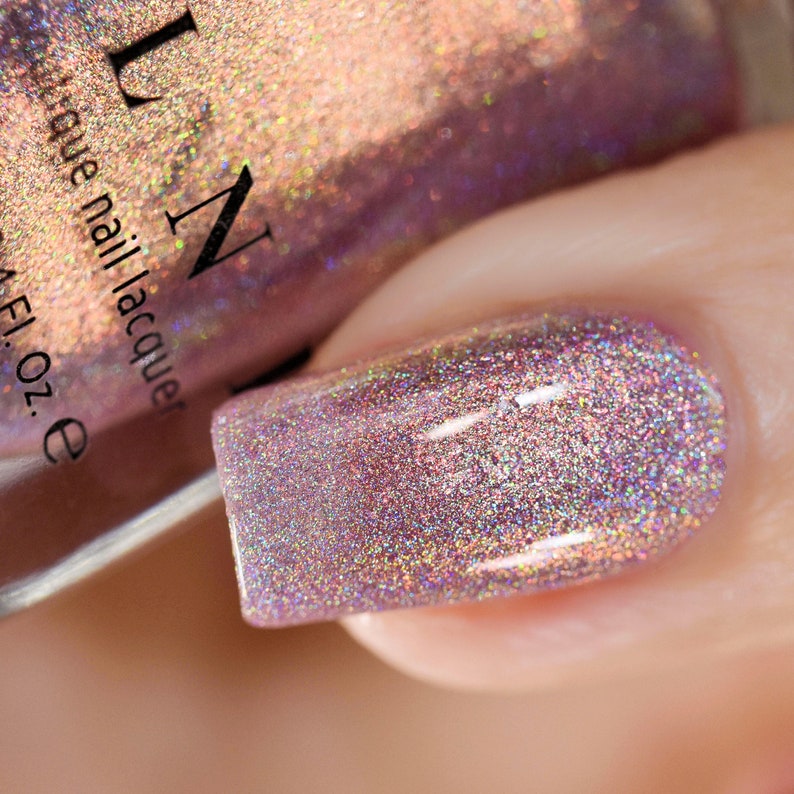 Morning Rays Mauve Pink Holographic Shimmer Nail Polish image 7