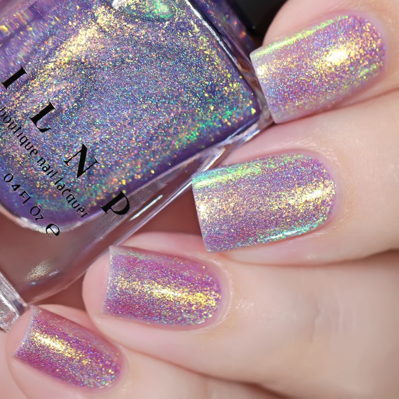 Downtown Iridescent Purple Holographic Jelly Nail Polish image 1