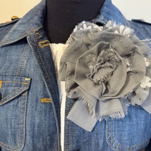 Fabric Flower corsage Handmade Large Chiffon Flower lace trimmed brooch pin shabby chic floral  Fabric flower 1920s boho coquette accessory