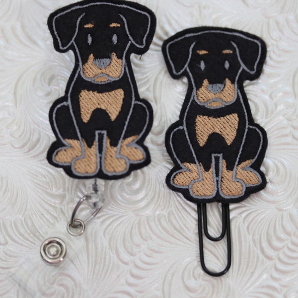 Doberman pincher badge holder, vet tech badge holder, planner clip