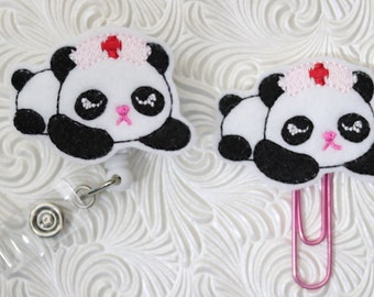 Patty panda nurse badge reel, planner clip,  badge holder,  retractable ID badge, badge clip, badge reel holder,  badge clip