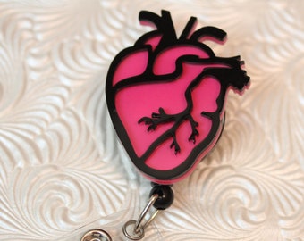 cardiac heart badge reel,  nursing badge holder,  retractable badge reel,  badge holder, id badge reel, badge clip