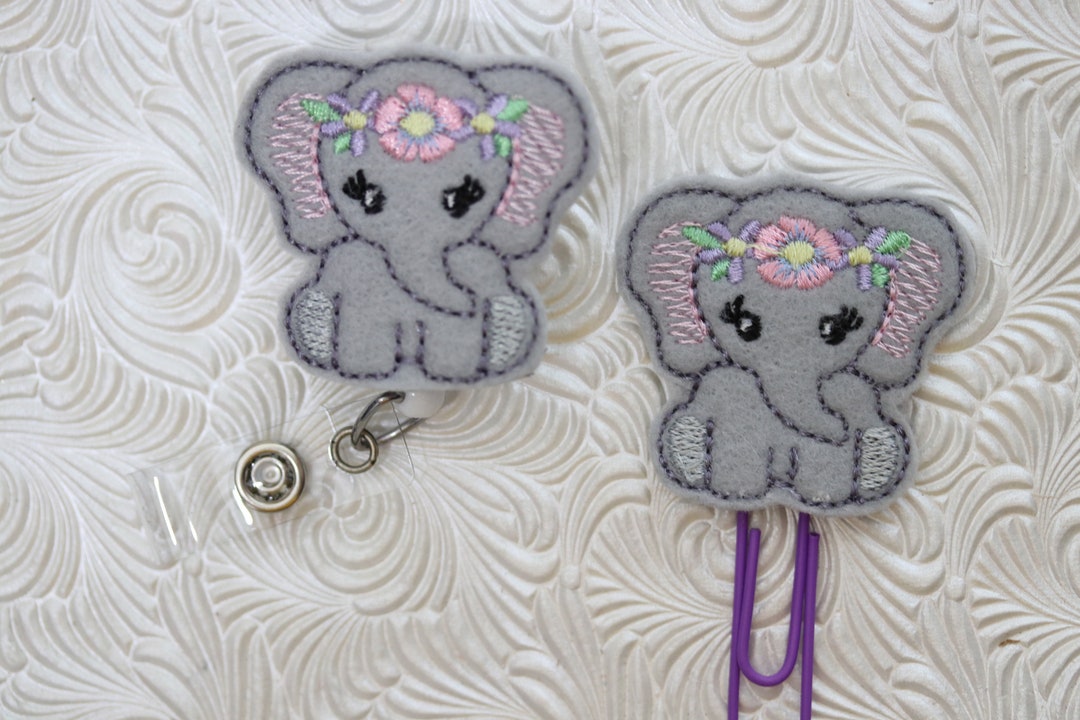 Baby Elephant Badge Holder, Interchangeable Badge Holder, Planner Clip