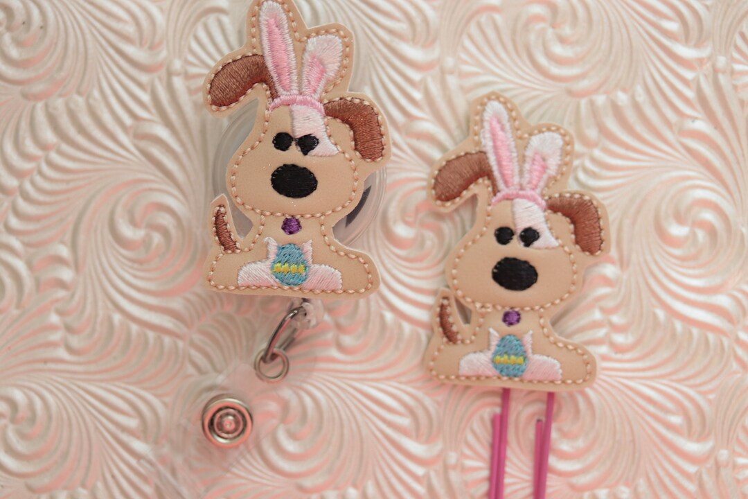 Easter Bunny Badge Holder, Retractable Badge Holder, Planner Clip
