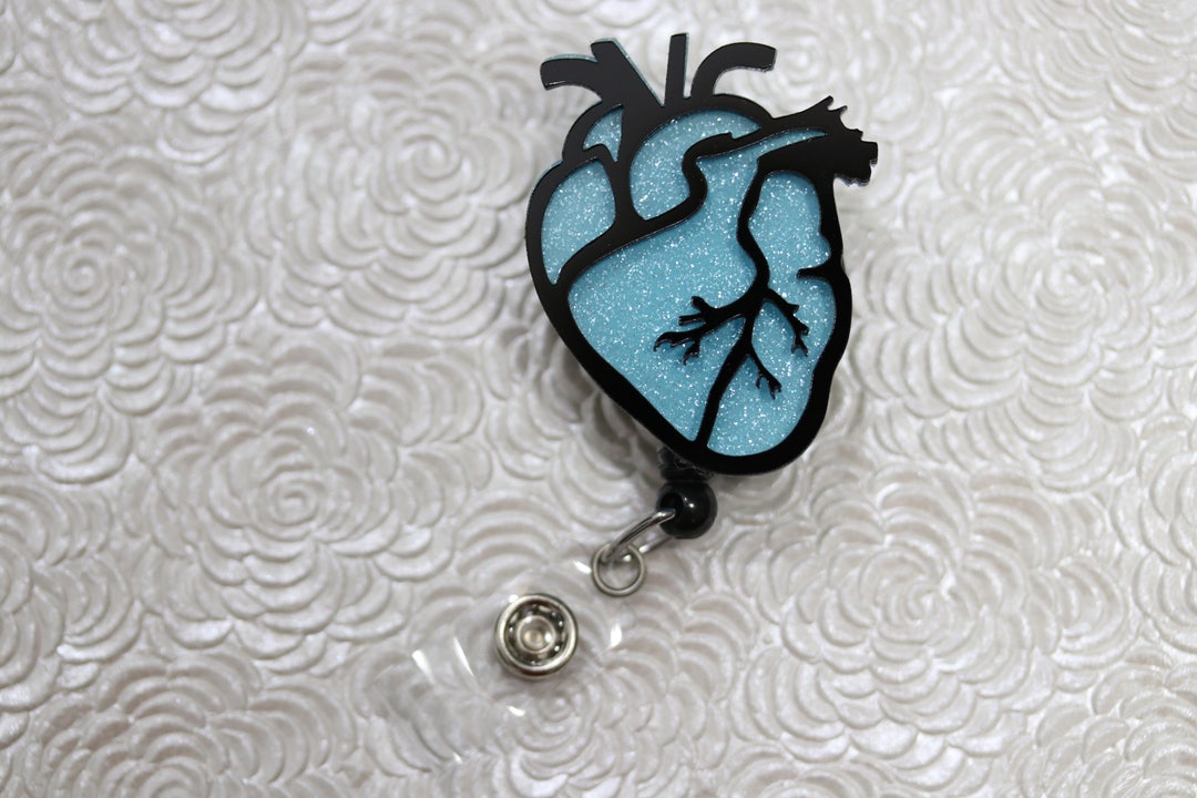 Anatomical Heart Badge Holder, Retractable Badge Holder, Cardiology