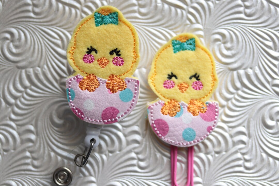 Easter Chick Badge Holder, Interchangeable Badge Holder, Badge Pull