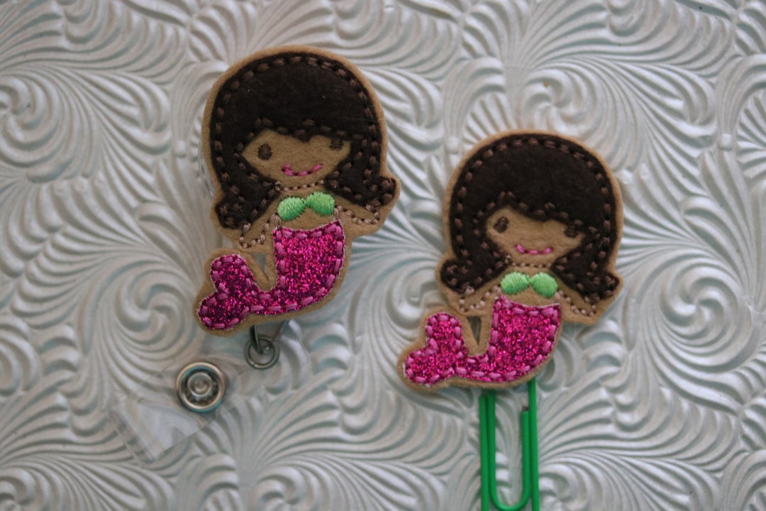Mermaid Badge Holder, Planner Clip, Badge Reel, Badge Pull