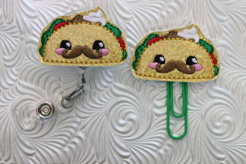 planner clip yummy taco badge holder retractable badge holder