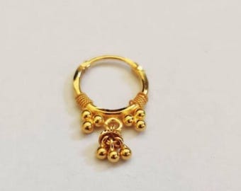 22K Solid Gold Nose Ring: Classic Indian Design