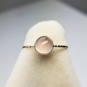 Moonstone on SOLID 14k gold ring/ Statement ring/ Stacking ring/ 6mm cabochon Moonstone/ Rock Elegance