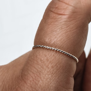 14k SOLID gold twisted band ring/ Ultra thin ring/ Stacking ring/ Everyday jewelry