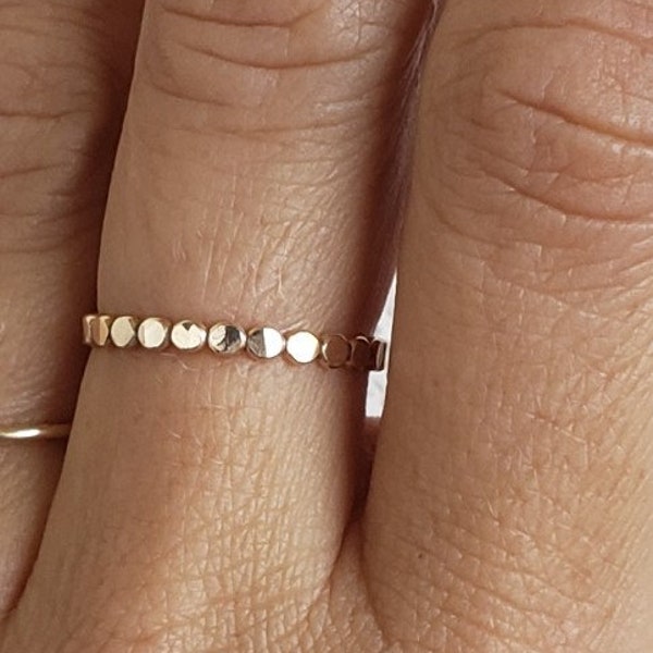14k Gold Filled Beaded ring/ Stackable thin ring/Simple dainty trendy and elegant jewelry/ Rock Elegance
