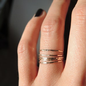 Set of Five 14k Gold Filled Rings. Ultra thin stacking rings