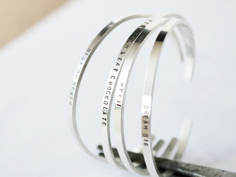 Personalized Cuff Bracelet / Sterling Silver / Everyday Etsy