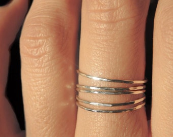 5 sterling silver teeny tiny delicate stacking rings / Ultra thin stacking rings/ Everyday jewelry