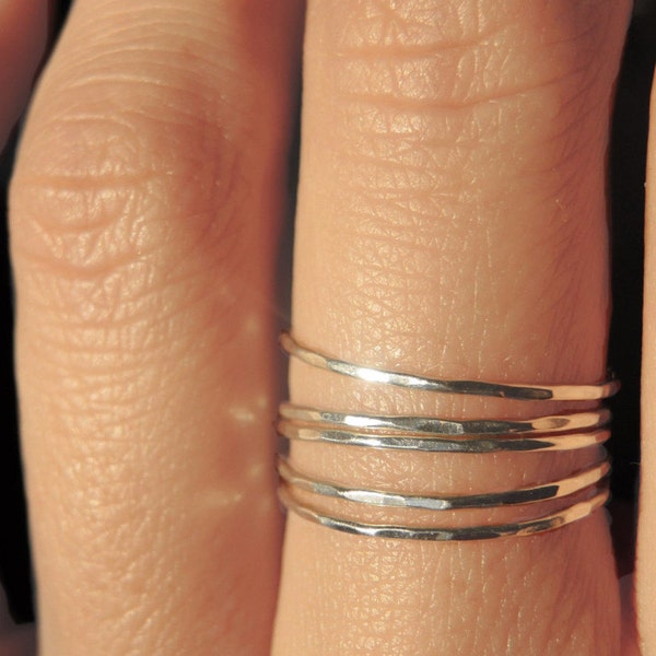 5 sterling silver teeny tiny delicate stacking rings / Ultra thin stacking rings/ Everyday jewelry
