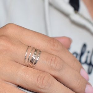 7 sterling silver teeny tiny delicate stacking rings / Ultra thin stacking rings/ Everyday jewelry