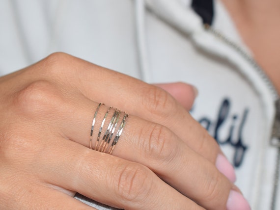 7 Sterling Silver Teeny Tiny Delicate Stacking Rings Ultra Thin