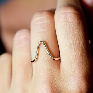 Large chevron ring/ Deep chevron/ V-ring/ Wave/ Heartbeat/ Gold filled or Sterling silver/ Dainty Trendy Elegant jewelry/ Rock Elegance