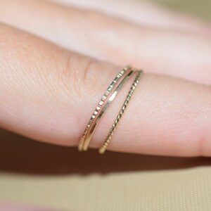 14k SOLID gold band rings TRIO/ Ultra thin rings/ Stacking rings/ Everyday jewelry