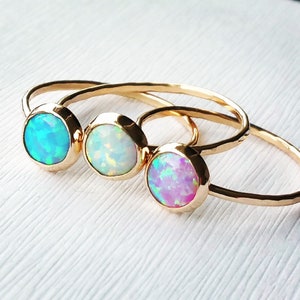 Opal gold ring/ Thin stacking ring/ October birthstone/ Dainty trendy elegant jewelry/ Rock Elegance/ RockElegance