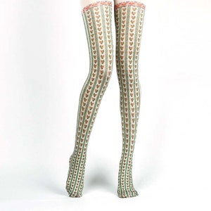 Flower Stripes Pattern Opaque Tights