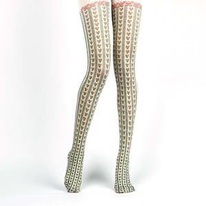 Collants opaques à rayures fleuries