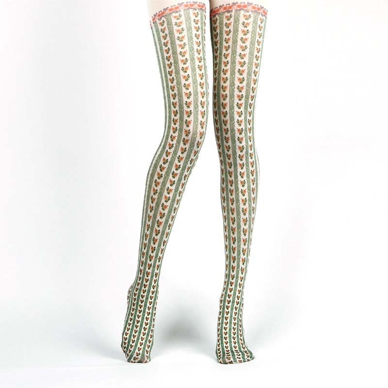 Cute White Patterned Pantyhose Tights for Women Valentine's Day