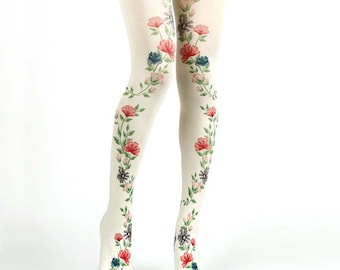 Flower Pattern Opaque Tights