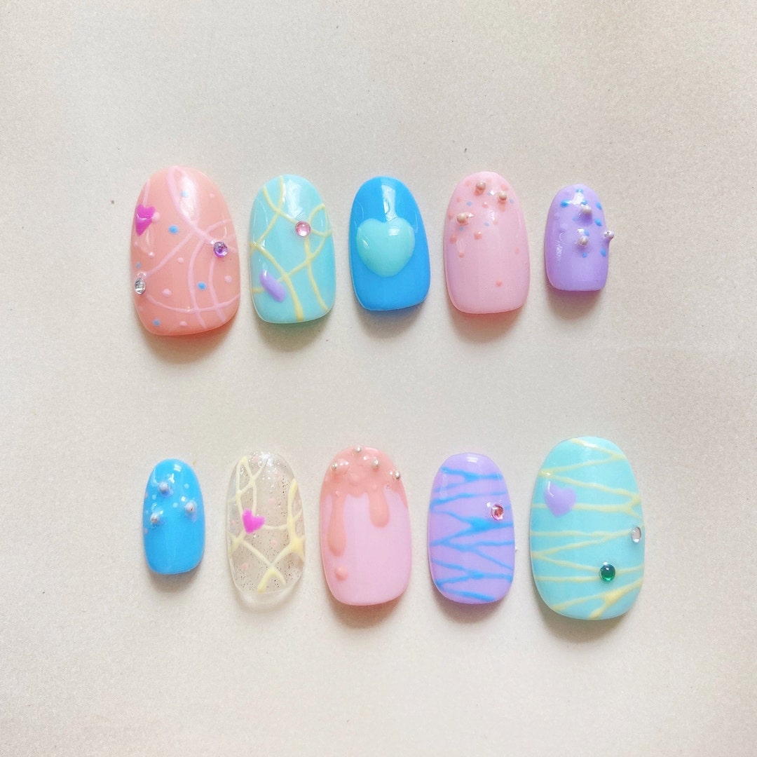 Macaroon Candy Chocolate Sweet Summer Color Reusable Nail L - Etsy