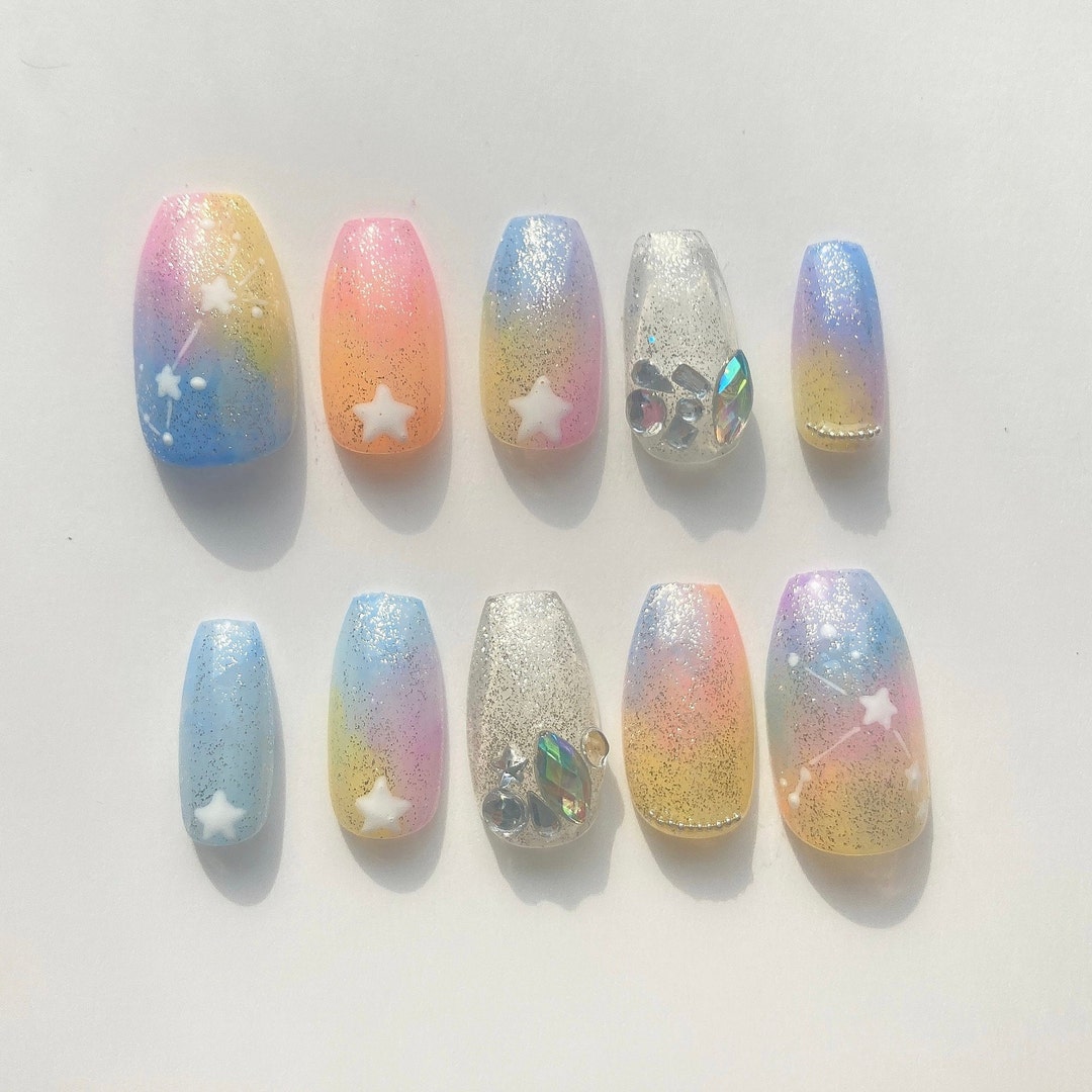 Custom Own Zodioc Pattern Astrology Star Rainbow Reusable Nail L Press ...