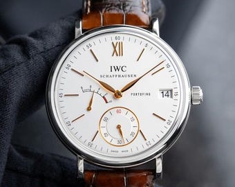 Vintage IWC Portofino White Silver Dial Steel Leather Manual 45mm