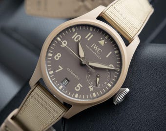Vintage IWC Big Pilot's Watch CLEAN Mojave Desert Edition 7 Days Ceramic Rubber Beige 46