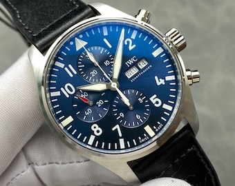 Reloj de piloto IWC Petit Prince vintage de 43 mm, reloj de lujo para hombre.