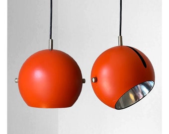 Pair of Louis Poulsen, Orange Alux-Globespots by Ejner Graae & Henning Helger